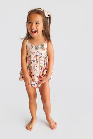 IN THE GARDEN DREAM RUFFLED BUBBLE ROMPER