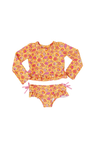 SHELLO SUMMER DREAM TWO-PIECE RASH GUARD RUFFLE SWIM SUIT