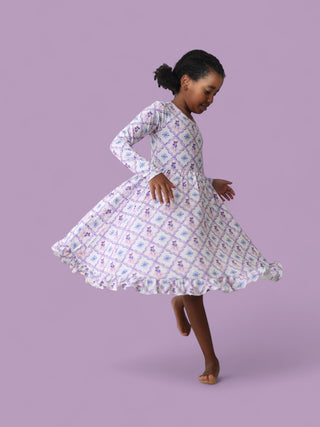 ICY WONDERLAND LONG SLEEVE DREAM RUFFLE DRESS