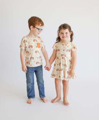 FARMYARD FRIENDS DREAM TIE BACK RUFFLE DRESS