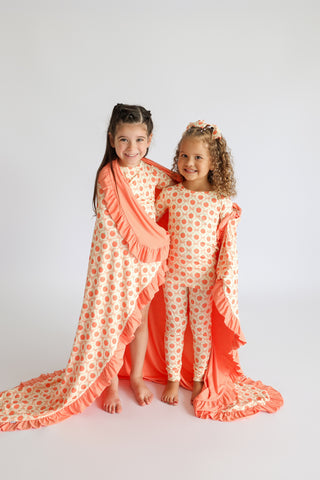 PEACH PERFECT BOWS DREAM RUFFLE BLANKET