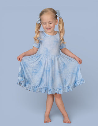 BLUE HAZE DREAM RUFFLE DRESS