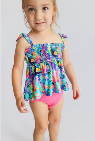 OCEAN GLOW DREAM SMOCKED BABYDOLL BUMMIES SET