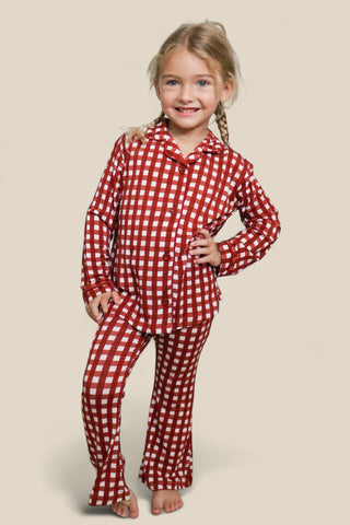 PEPPERMINT PLAID DREAM GIRL'S FLARE SET