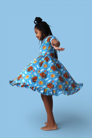 BEAR-Y BLUE SKIES DREAM RUFFLE DRESS