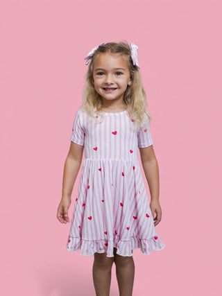 SWEETHEART STRIPES DREAM RUFFLE DRESS