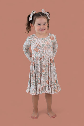 AUTUMN BLOSSOM LONG SLEEVE DREAM RUFFLE DRESS
