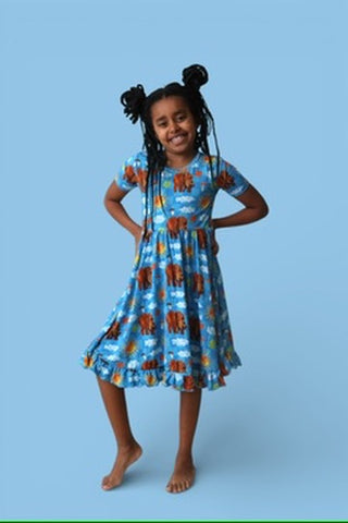 BEAR-Y BLUE SKIES DREAM RUFFLE DRESS