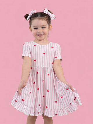 SWEETHEART STRIPES DREAM RUFFLE DRESS