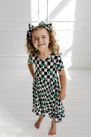 CATERPILLAR CHECK DREAM RUFFLE DRESS