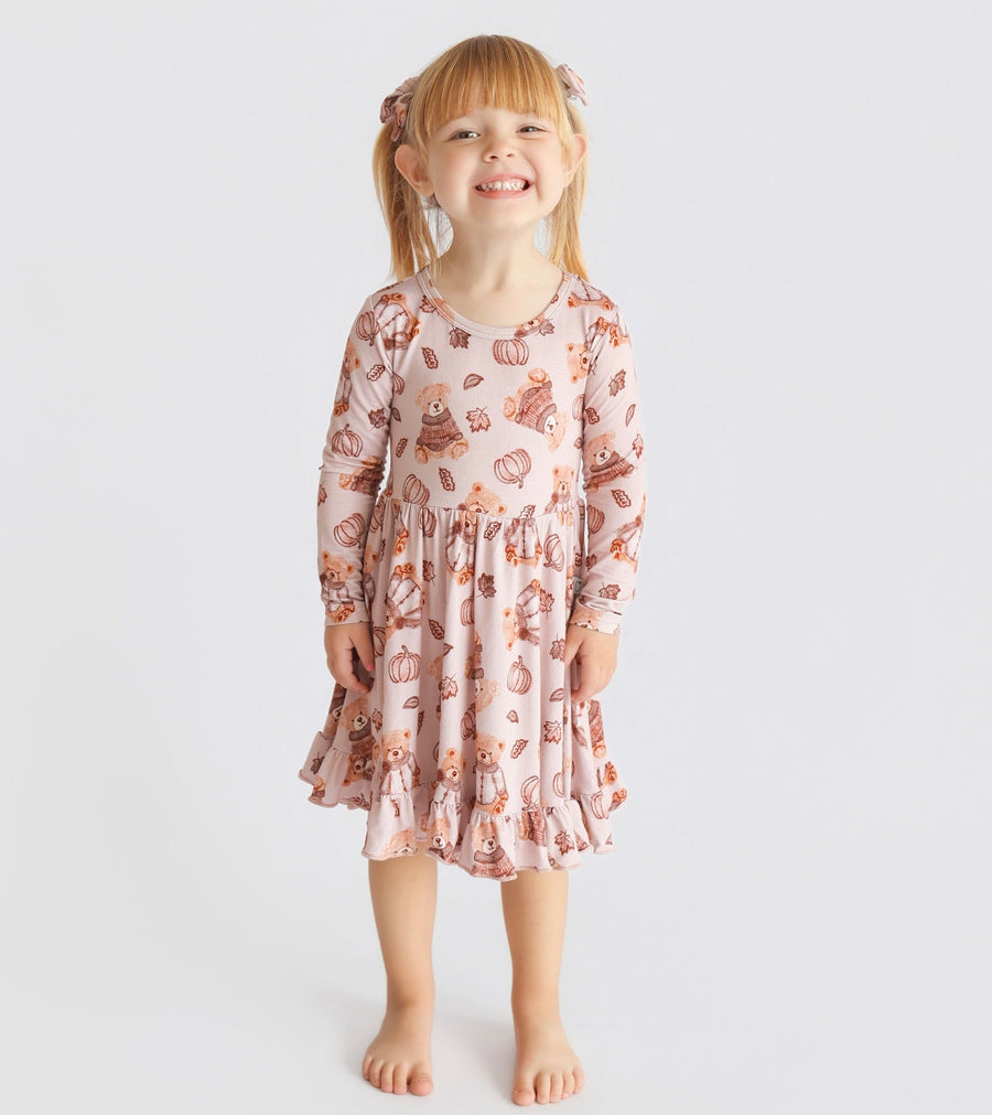 WOODLAND TEDDY DREAM RUFFLE DRESS