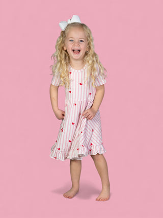 SWEETHEART STRIPES DREAM RUFFLE DRESS