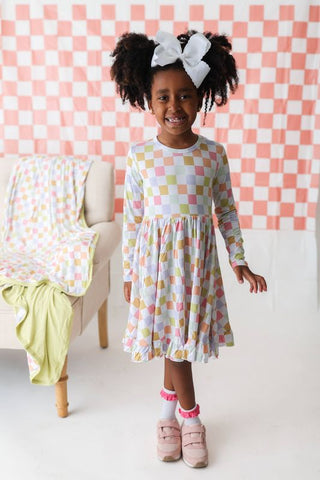 LUCKY CHARM CHECKS DREAM RUFFLE DRESS