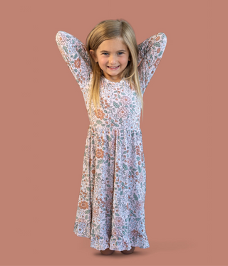 AUTUMN BLOSSOM LONG SLEEVE DREAM RUFFLE DRESS