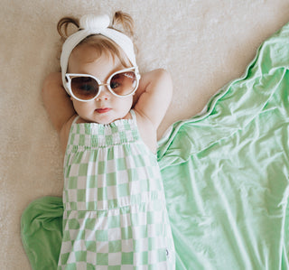 MINT CHECKERS DREAM SMOCKED JUMPSUIT