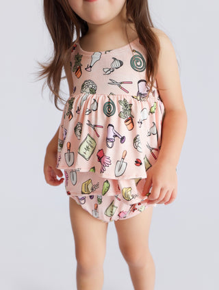 IN THE GARDEN DREAM RUFFLED BUBBLE ROMPER