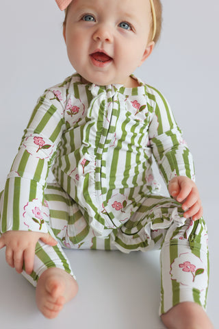 ROSIE'S MEADOW STRIPES DREAM RUFFLE ROMPER