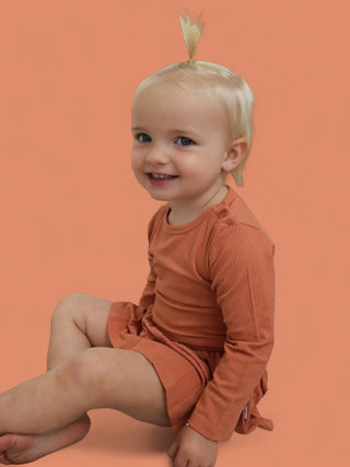 RUST LONG SLEEVE DREAM BODYSUIT DRESS