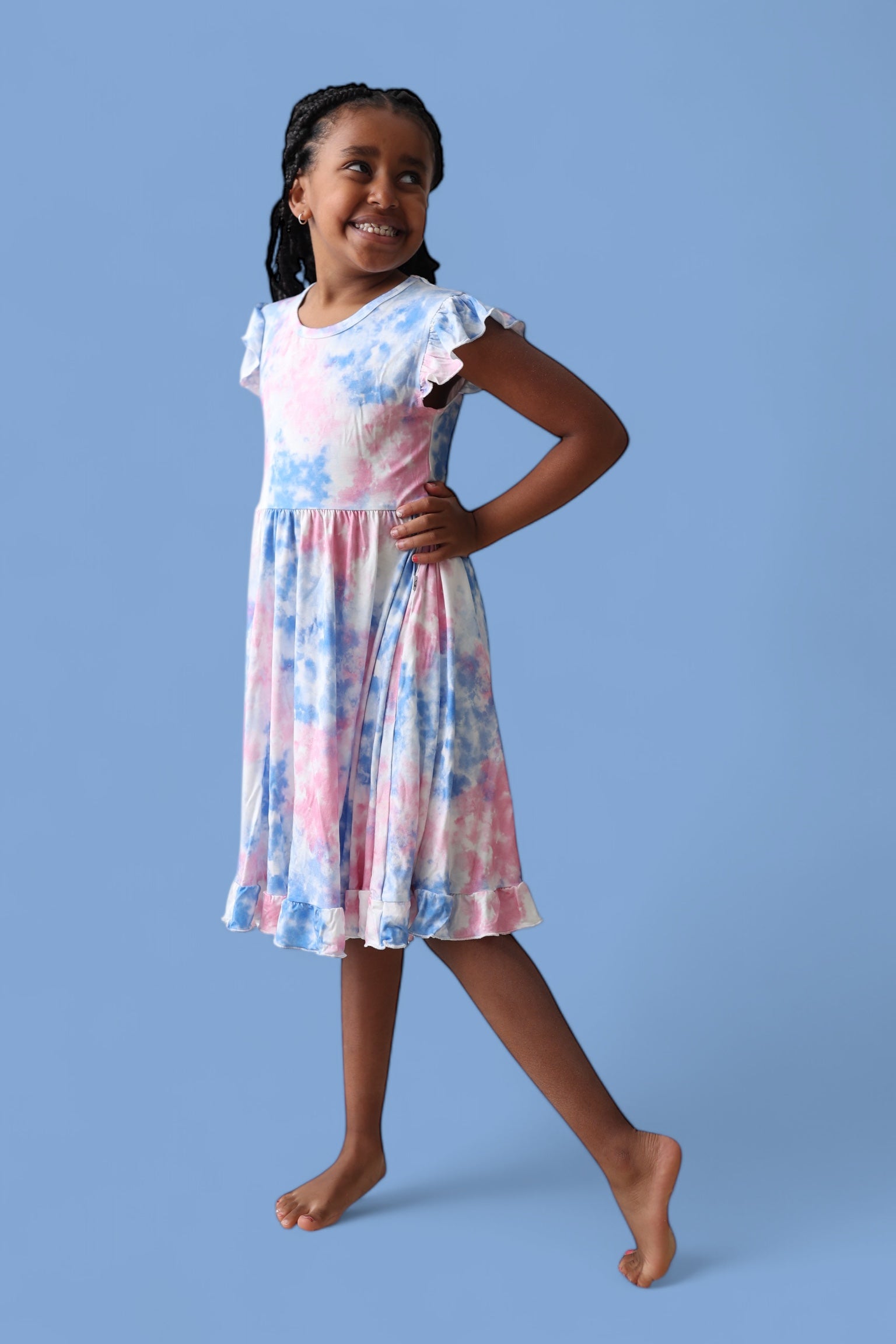 COTTON CANDY TIE DYE CAP SLEEVE DREAM RUFFLE DRESS – DREAM BIG LITTLE CO
