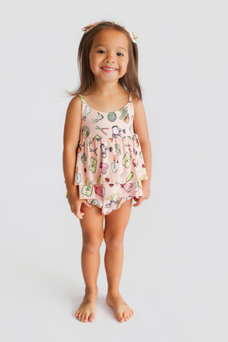 IN THE GARDEN DREAM RUFFLED BUBBLE ROMPER