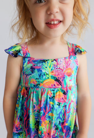 OCEAN GLOW DREAM RUFFLED BUBBLE ROMPER