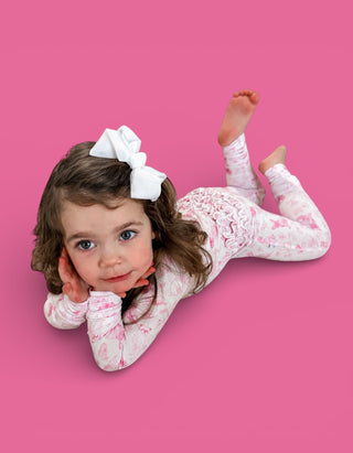 PINK PUPPY TOILE DREAM RUFFLE ROMPER