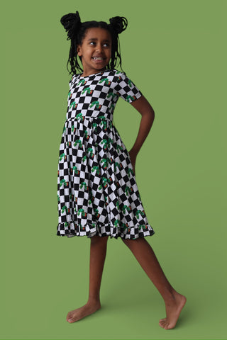 CATERPILLAR CHECK DREAM RUFFLE DRESS