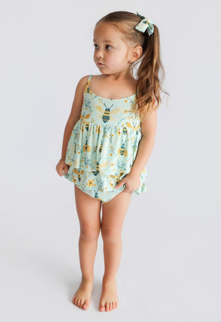 BUZZ & BLOOM DREAM RUFFLED BUBBLE ROMPER
