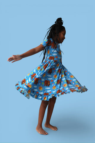 BEAR-Y BLUE SKIES DREAM RUFFLE DRESS