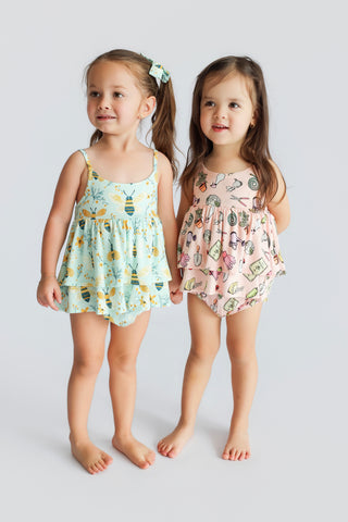 IN THE GARDEN DREAM RUFFLED BUBBLE ROMPER