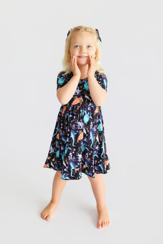 MIDNIGHT REEF DREAM RUFFLE DRESS