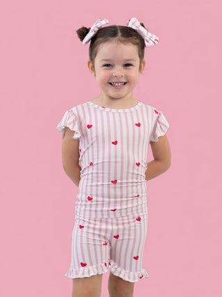 SWEETHEART STRIPES DREAM RUFFLE SHORT SET