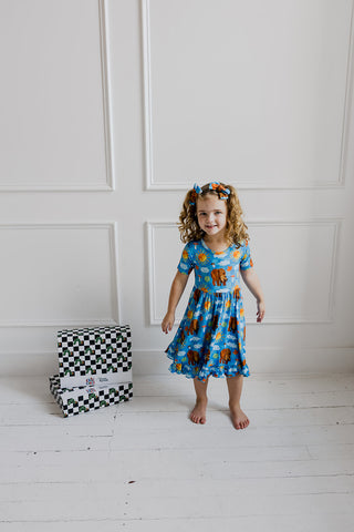 BEAR-Y BLUE SKIES DREAM RUFFLE DRESS