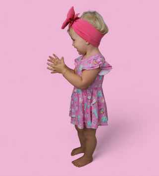 GLAMOUR MAGIC DREAM RUFFLED CAP SLEEVE BODYSUIT DRESS