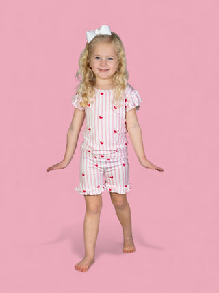 SWEETHEART STRIPES DREAM RUFFLE SHORT SET