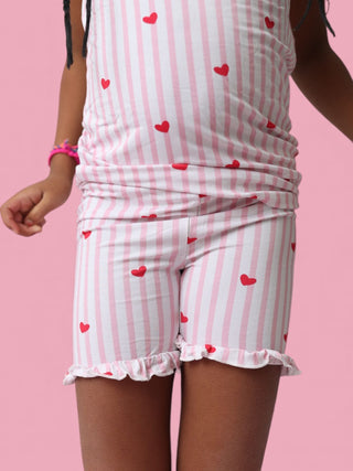 SWEETHEART STRIPES DREAM RUFFLE SHORT SET