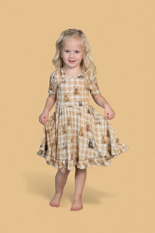 TEDDY CHECK DREAM RUFFLE DRESS