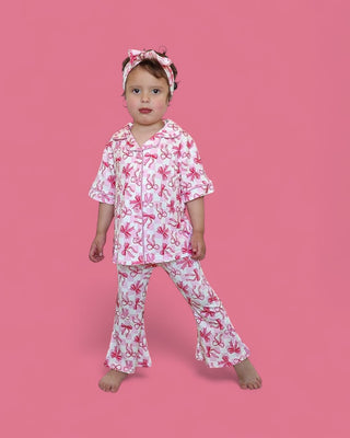 BOW CHECKERED CHARM DREAM GIRL'S FLARE SET