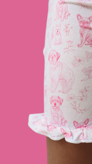 PINK PUPPY TOILE DREAM RUFFLE SHORT SET