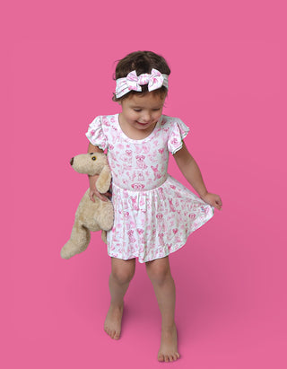 PINK PUPPY TOILE DREAM CAP SLEEVE BODYSUIT DRESS
