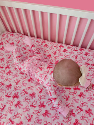 BOW CHECKERED CHARM DREAM CRIB SHEET