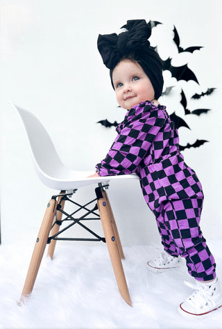 SPOOKY CHECKERS DREAM SMOCKED JUMPSUIT