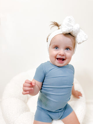 FOGGY BLUE RIB DREAM SHORT SET