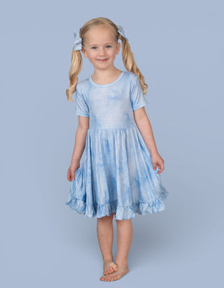 BLUE HAZE DREAM RUFFLE DRESS