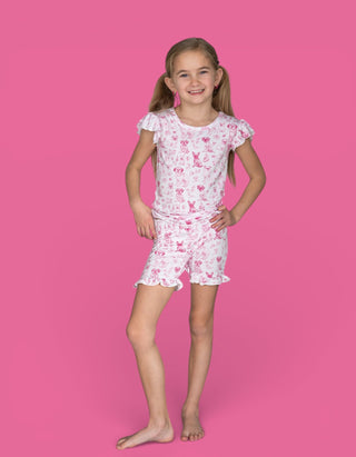 PINK PUPPY TOILE DREAM RUFFLE SHORT SET