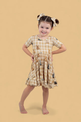 TEDDY CHECK DREAM RUFFLE DRESS