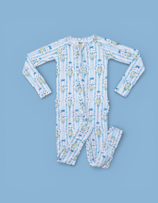 HEIRLOOM BLUE BLOOMS DREAM RUFFLE ROMPER