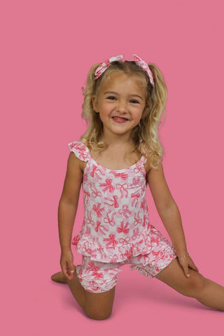 BOW CHECKERED CHARM DREAM RUFFLE SHORTS