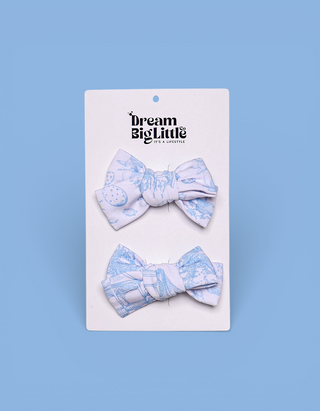 BLUEBELL EASTER TOILE DREAM BOW HAIR CLIPS