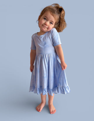 BLUE HAZE DREAM RUFFLE DRESS
